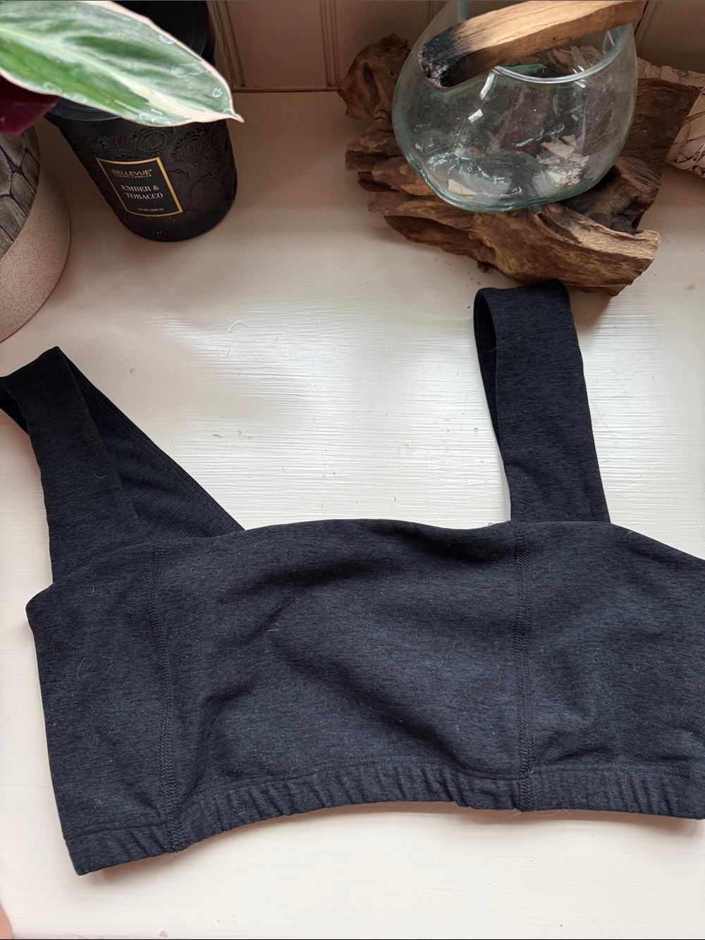 Beyond Yoga Charcoal/ Heather Black Square cut Sports Bra